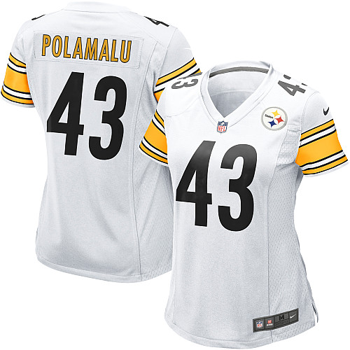 Women's Game Troy Polamalu Nike Jersey White Road - #43 NFL Pittsburgh Steelers